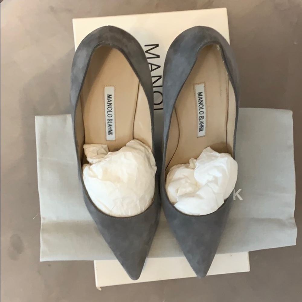 Manolo Blahnik BB Grey Suede Heels